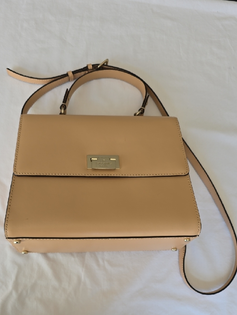 kate spade Beige Leather Structured Satchel with Gold Hardware - Picture 3 of 13